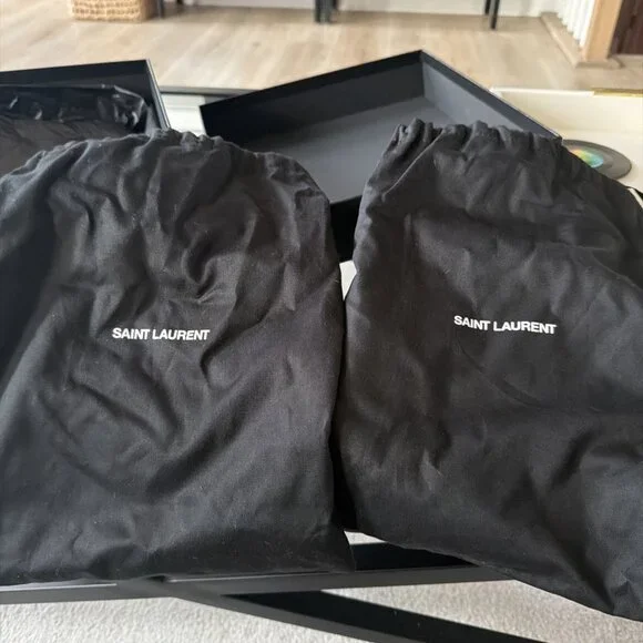 YSL Yves Saint Laurent 630109 Vernice Chiffon Nero Lucido Sandals - Picture 10 of 10